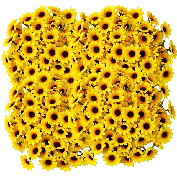 Artificial Mini Sunflower Heads – Pack of 50, Yellow Silk Sunflowers for DIY Crafts, Flowe Amazon sale