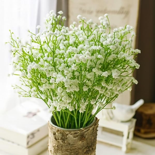 SATYAM KRAFT 20 Pcs Artificial Baby’s Breath Flowers (Gypsophila) Bouquet for Gifting, Hom Amazon sale