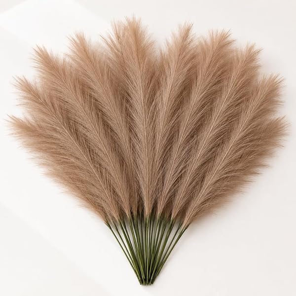 CURATED CART 12Pcs Pampas Grass, Artificial Flowers for Home Decoration, Office, Bedroom, Amazon sale