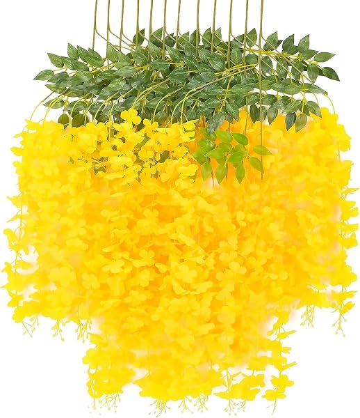 SATYAM KRAFT 12 Pcs (43.2 inch) Artificial Wisteria Vine Garland | Long Silk Hanging Flowe Amazon sale