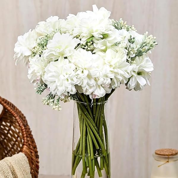 SATYAM KRAFT 1 Pcs Artificial Dahlia Flower Bunch – 7-Stem Faux Bouquet for Home, Office, Amazon sale