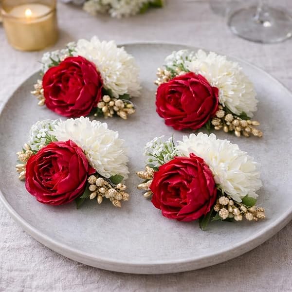 SATYAM KRAFT 12 Pcs Handmade Artificial Peonies Flower Bunch for Hamper, Flower Brooch Ham Amazon sale