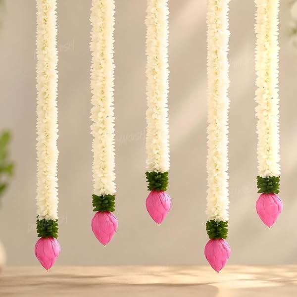Divyakosh Garlands for Home Decoration, Lotus Hangings (Pack of 7 Pcs, Size 12 Inch Each) Amazon sale