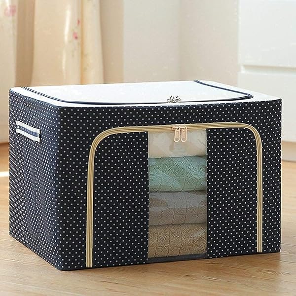 66 Ltr storage bag Foldable Steel Frame Cloths Zip Organizer Bag and Oxford Fabric Storage Amazon sale