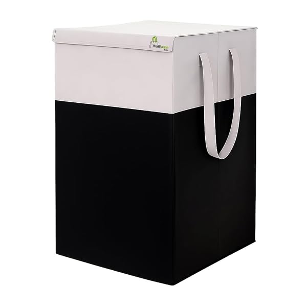 75L Foldable Laundry Basket for Clothes with Lid (1, Grey Black) Large Cloth Storage Organ Amazon sale