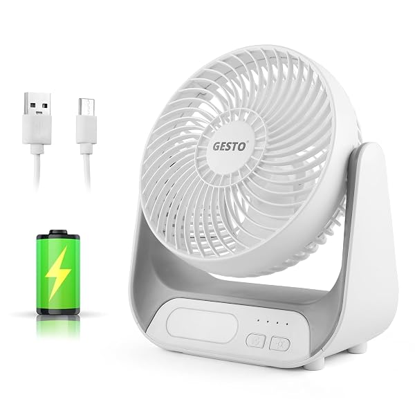 Gesto 7.4 Inch High Speed Rechargeable Table Fan for Home – USB Charging Battery Fan With Amazon sale