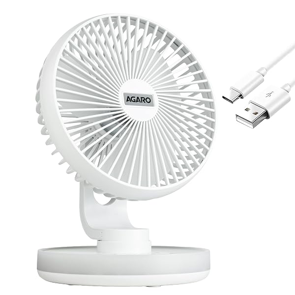 AGARO Alpha Rechargeable Table Fan with Light, 6 Inch, 4 Speeds, USB Charge, Oscillating, Amazon sale