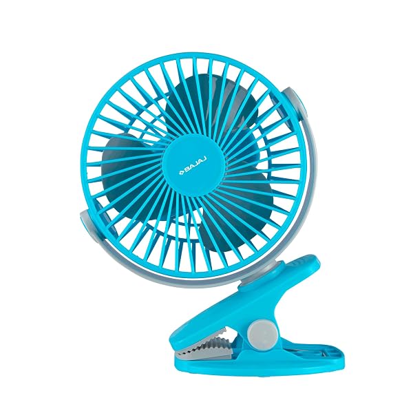 Bajaj Pygmy Mini Fan 110MM | USB Charging | Multi-Clip Function | Rechargeable | 4-Hr Back Amazon sale