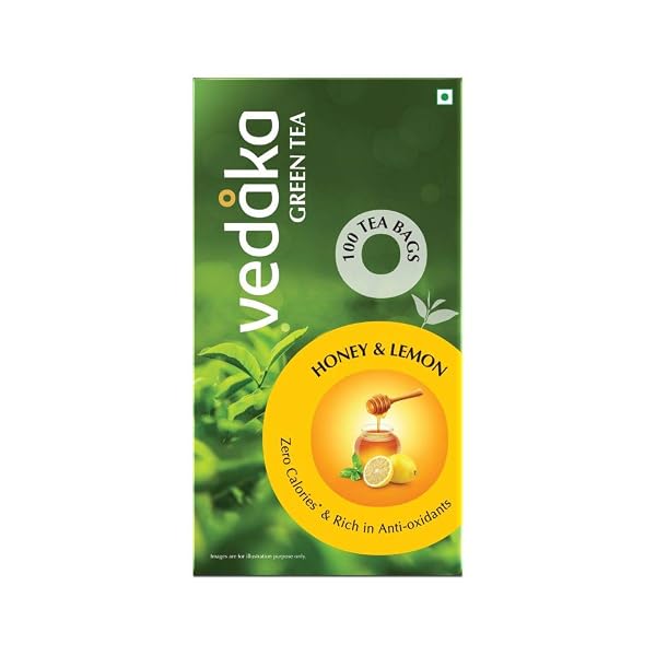 Amazon Brand - Vedaka Green Tea Honey & Lemon Flavor | 100 Bags | 150 g | Zero Calories | Amazon India sale