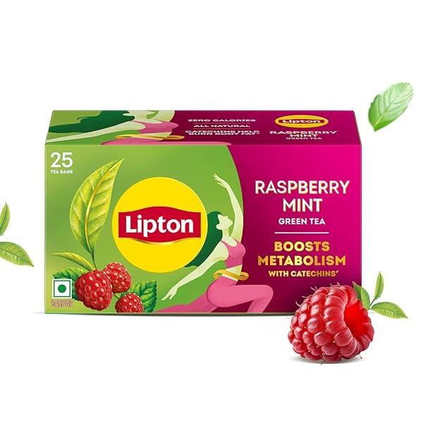 Lipton Green Tea, Raspberry Mint, 25 Tea Bags, for Weight Loss, with Catechins to Boost Me Amazon India sale