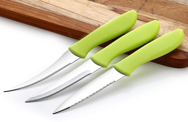 GANESH Stainless Steel Knife Set, 3-Pieces, Green, Blue and Pink Amazon sale