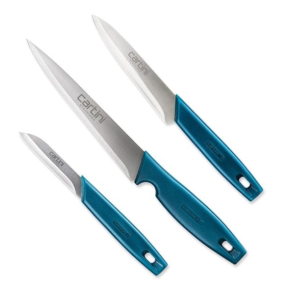 Godrej Locks Cartini Creative Kitchen Knifes .American Iron and Steel,Teal, 3 Pc Set + Fre Amazon sale