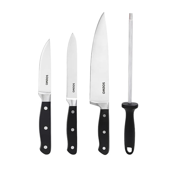 Amazon Brand - Solimo Premium High-Carbon Stainless Steel Kitchen Knife Set, 4-Pieces (wit Amazon sale