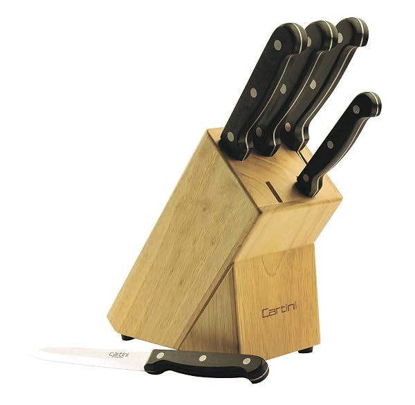 Cartini Godrej 5 Pcs Knife Set with Rubber Wood Knife Holder Set (Chef Knife +Bread Knife Amazon sale