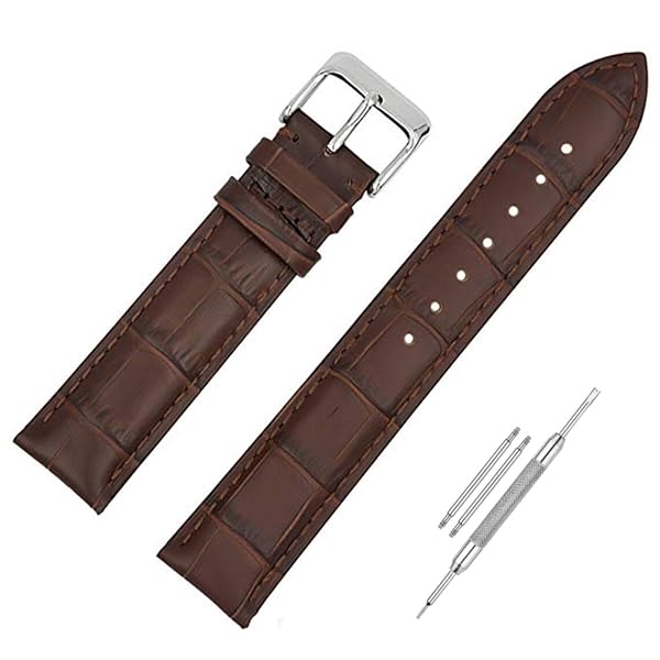 Lineon 22mm Half Padded Leather Mens Watch Strap For Branded Watches Compitable with Titan Amazon sale
