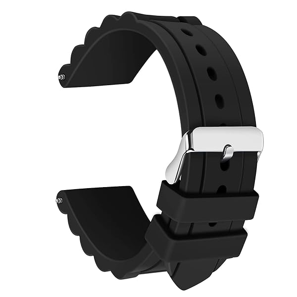 Truvic Men'S Black Silicone Rubber Watch Straps Bands Waterproof For Fossil Watch Replacem Amazon sale