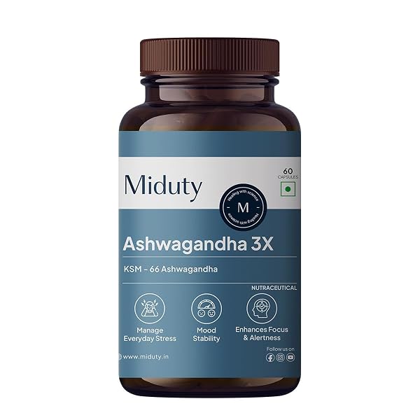Miduty Ashwagandha 3X Supplement 500 mg Serving - KSM 66 Ashwagandha - Triple Strength Formu Amazon sale