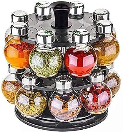 Heavy Quality Multipurpose Plastic Big Revolving Spice Rack 16 in 1 Masala Rack Set Condim Amazon sale