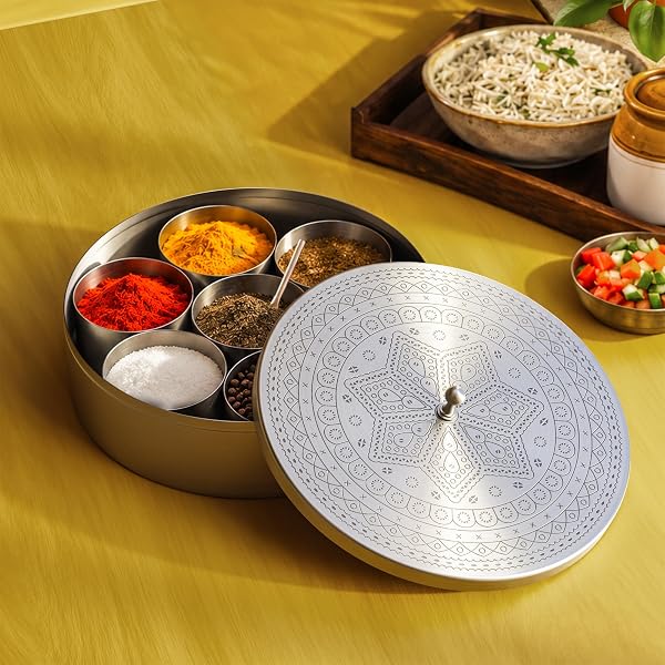 CÜRAA Stainless Steel Masala Dani | By Chef Sanjyot Keer | Masala Dabba for Kitchen with S Amazon sale