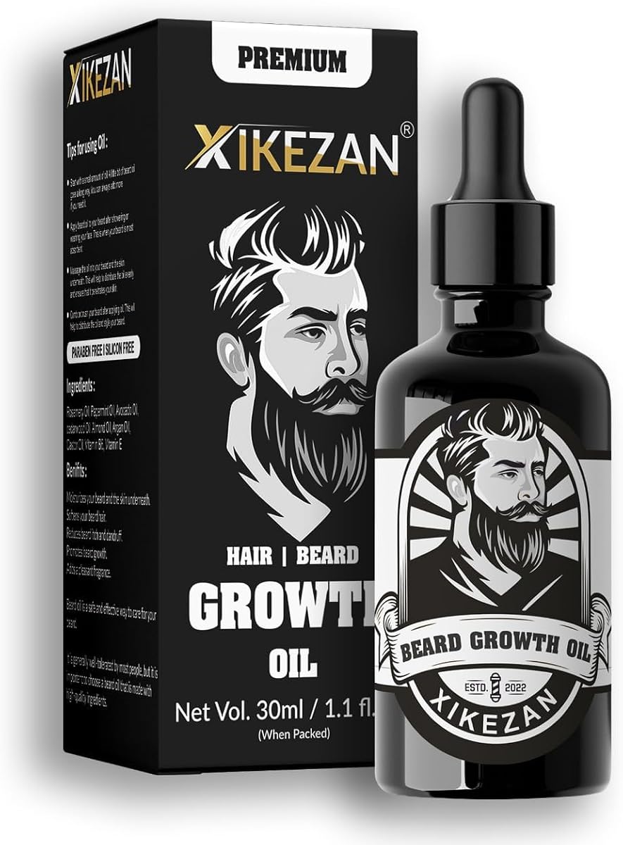 XIKEZAN Men's Beard oil for men & Hair Growth Oil -30ml | All Natural Formula for a Fuller Amazon sale