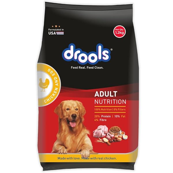 Drools Adult Dry Dog Food 1.2kg | Chicken & Egg Flavour | Omega 3 & 6 for Growth | Better Amazon sale