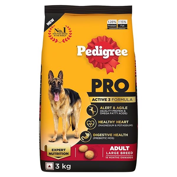 Pedigree PRO Adult Large Breed Dry Dog Food, 3 kg, Bone & Joint Support Vet Trusted Brand, Amazon sale