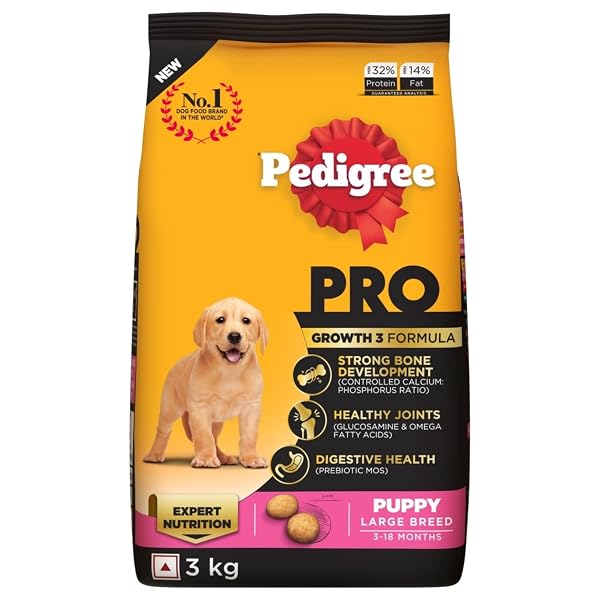 Pedigree PRO Puppy Large Breed Dry Dog Food 3kg, Expert Nutrition Vet Trusted Brand, Growt Amazon sale