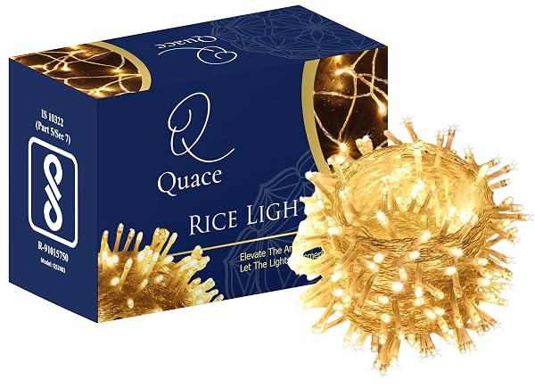Quace 12 Meter Decorative 42 Warm White LED String Light Plug for Indoor & Outdoor Decorat Amazon sale