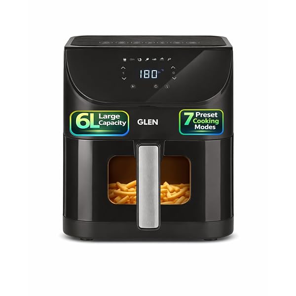 Glen Digital Air Fryer 6L | 1500W | Temperature & Timer Control |7 Preset Menu & Digital D Amazon India sale