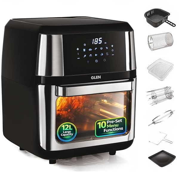 Glen 12L Air Fryer Oven 1800W with Rotisserie | Large Capacity OTG Air Fryer Combo |10 Pre Amazon India sale