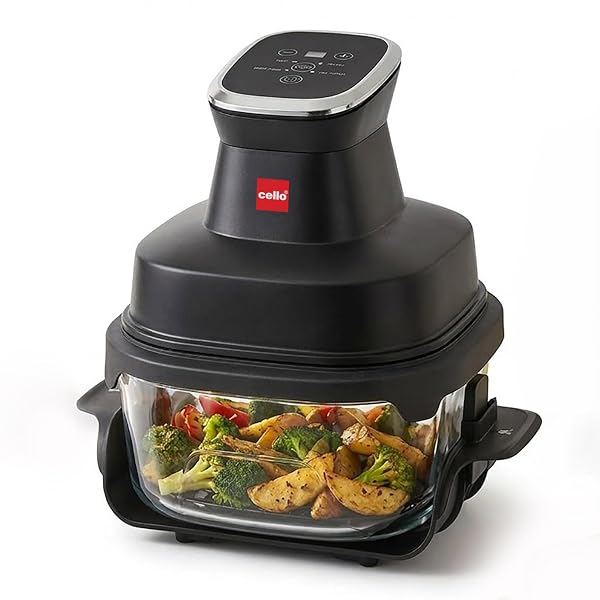 CELLO Airmate Modular Air Fryer with 5MM Borosilicate Glass Bowl 4L | 90% Less Fat Cooking Amazon India sale