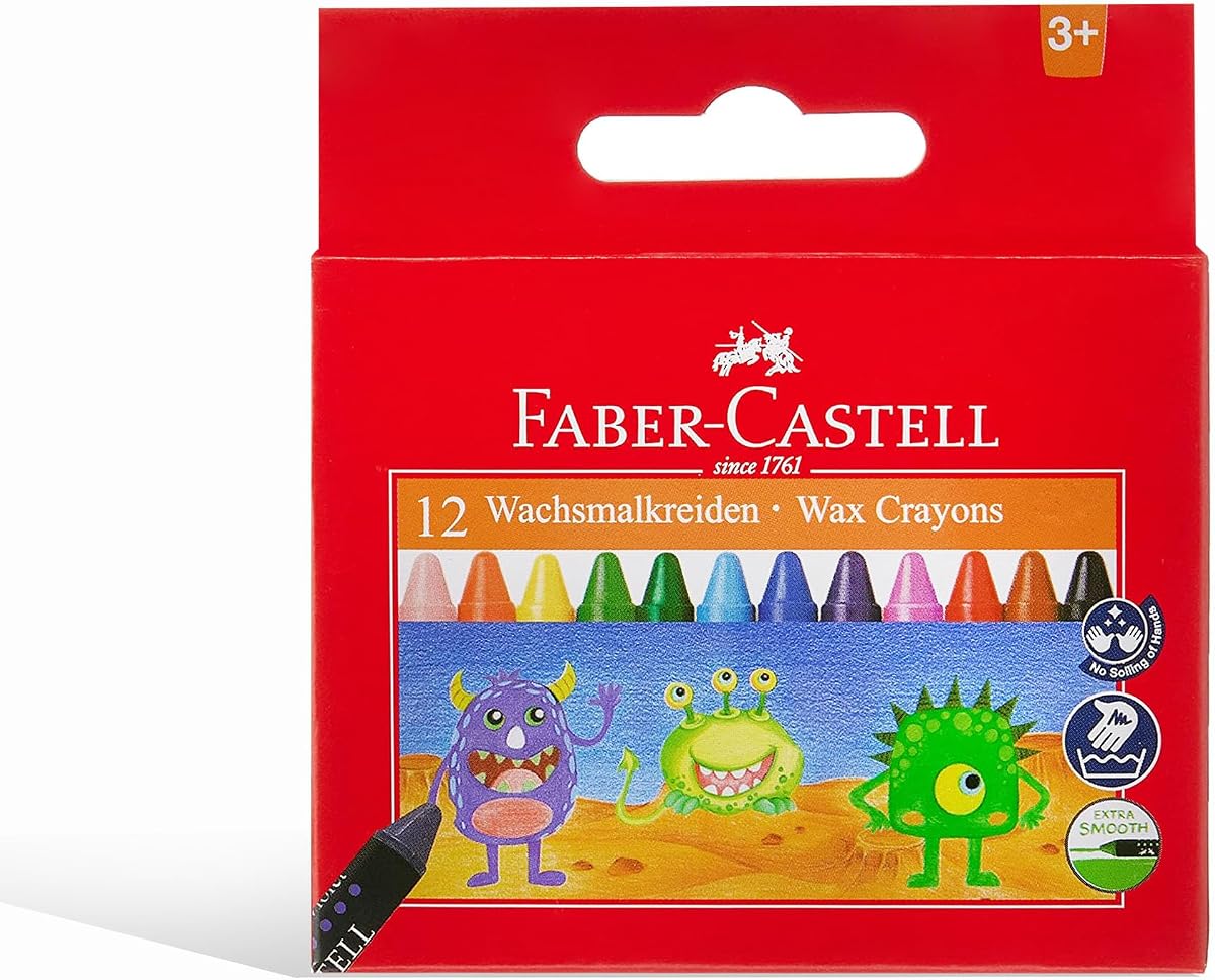 Faber Castell Wax Crayon Set - 75mm, Pack of 12 (Assorted) Amazon sale