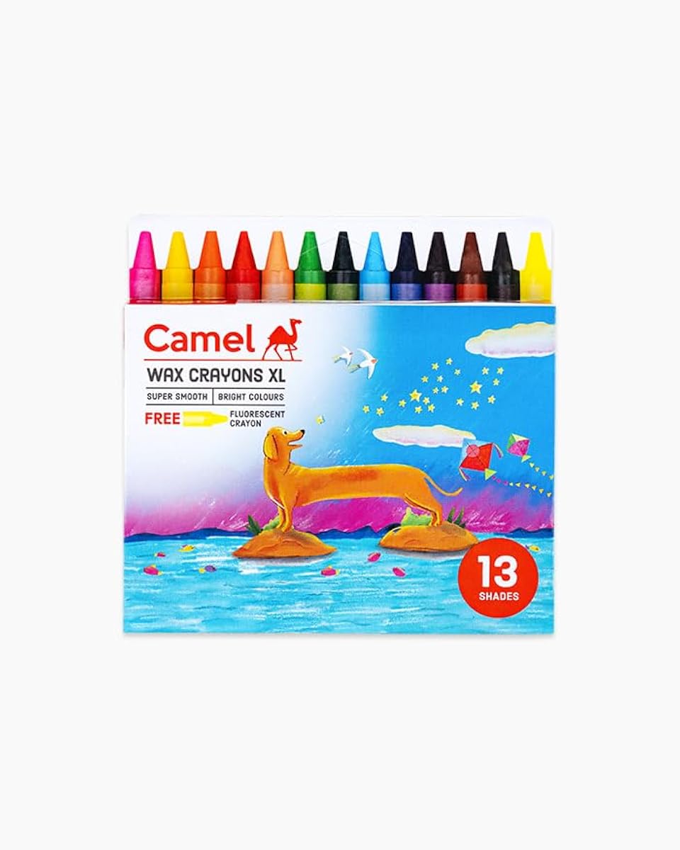 Camel Kokuyo Extra Long Wax Crayons – 12 Shades with Gold & Silver | Pack of 1 | Smooth, V Amazon sale