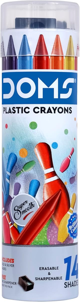 Doms 14 Shades Erasable Plastic Crayons Round Tin Box|Smooth&Even Shading|Bright&Playful C Amazon sale