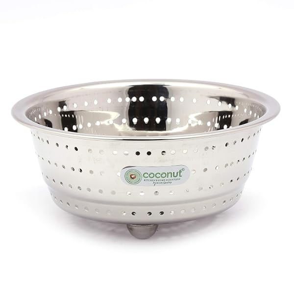 Coconut Stainless Steel Colander Strainer for Kitchen – Large Rice Washer, Fruit & Vegetab Amazon sale