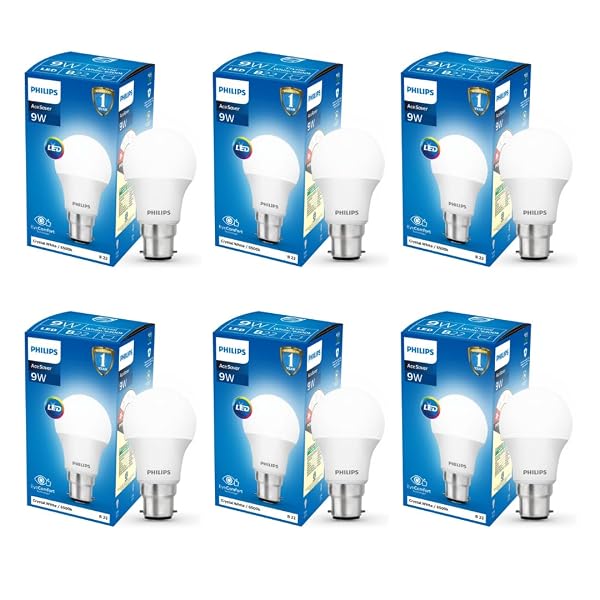 Philips Ace Saver 9 Watt LED Bulb, Base B22 (Cool Day Light), Pack of 6 Amazon sale