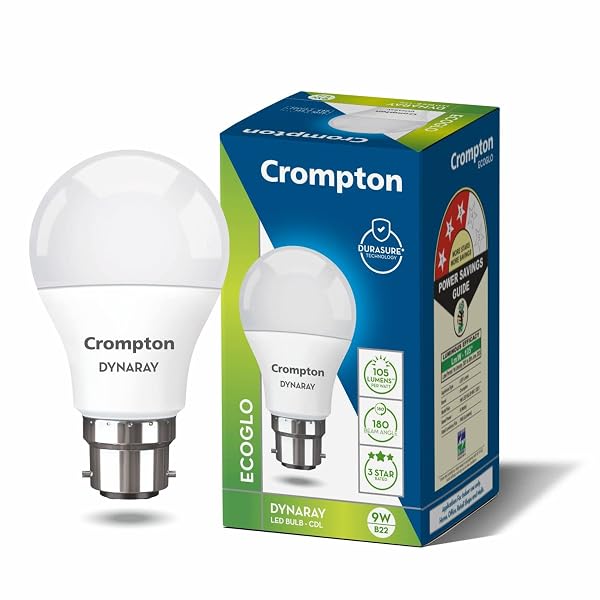 Crompton Dyna Ray 9 Watt LED Bulb Cool Day Light | Pack of 1 | B22 Base, Energy-Efficient Amazon sale