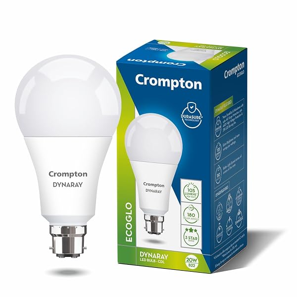 Crompton 20 W Standard B22 LED Bulb (White) 2100 lumens; standard B22 fit; energy efficien Amazon sale