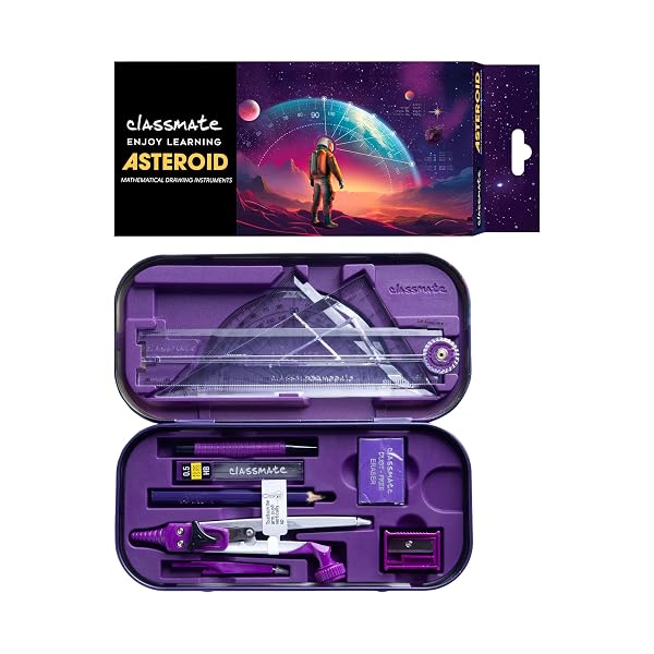 Classmate Asteroid Geometry Box | Compass-cum-Divider with arm locking mechanism | 30 cm F Amazon sale