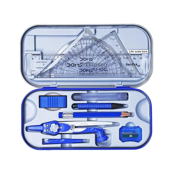 DOMS ENGINEO GEOMETRY BOX AND MATHEMATICAL DRAWING INSTRUMENT (2 IN 1 CONVERTIBLE LEG JOIN Amazon sale