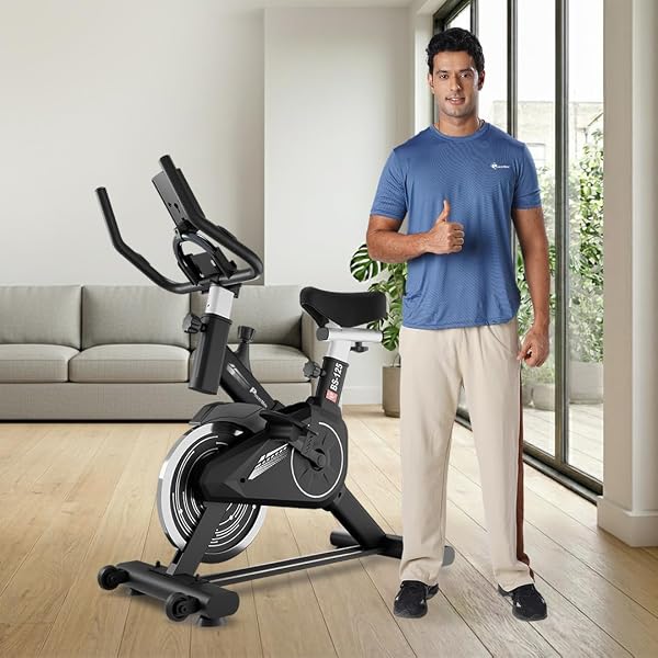 PowerMax Fitness BS-125 Spin Exercise Bike For Home Use,16Mm 6Kg Flywheel,Max User Weight Amazon sale