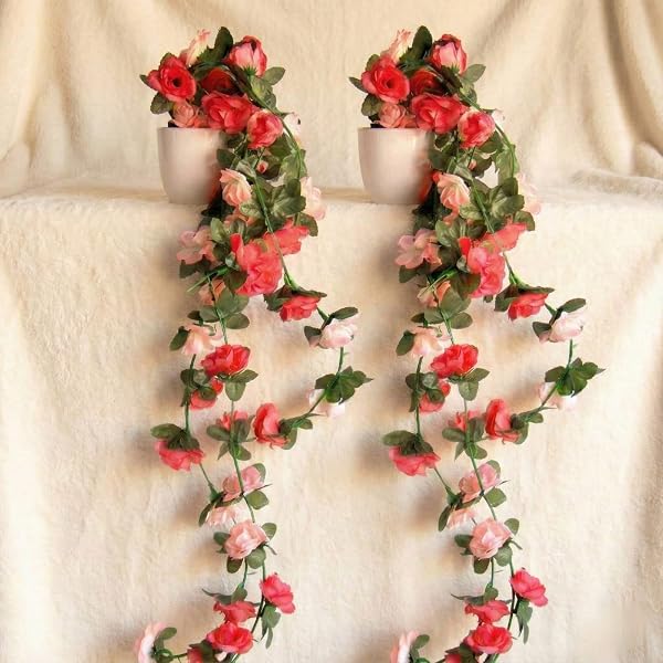 Dekorly Artificial Hanging Garland with Pot – 60cm Rose Vine, 10cm Decorative Pot for Tabl Amazon sale