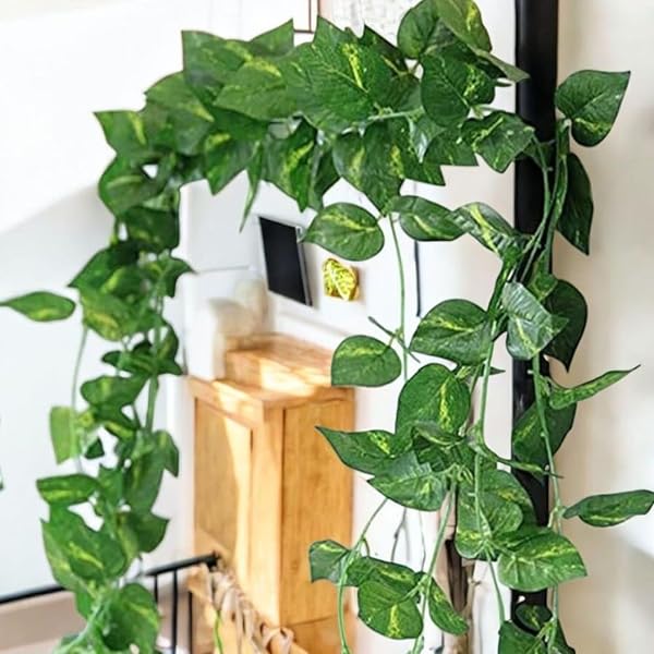 SAUDEEP INDIA Artificial Green Leaf Money Plant Garland | 8 Feet Bel Vine Creeper | Realis Amazon sale