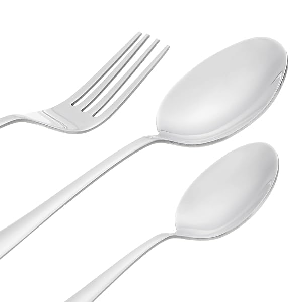 Amazon Brand - Solimo 18 Piece Cutlery Set | 6 Teaspoons, 6 Spoons & 6 Forks | Plain Finis Amazon sale