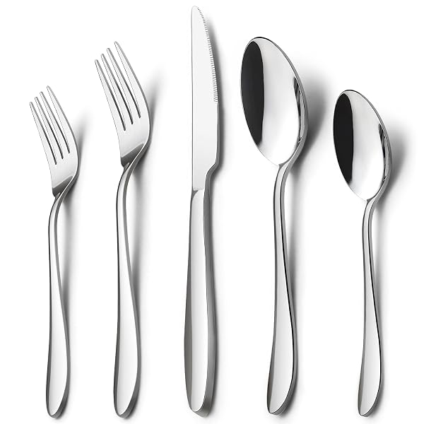 60-Piece Silverware Set, HaWare Stainless Steel Modern Flatware Cutlery Set, Elegant Table Amazon sale