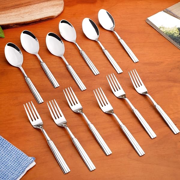 Nestasia Stainless Steel Cutlery Set of 12 (18cm Each) - Dishwasher Safe & Rust Resistant Amazon sale