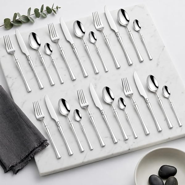 Sterling Silver Silverware Set | Satin Finish 24-Piece Korean Vintage Style Flatware Set | Amazon sale