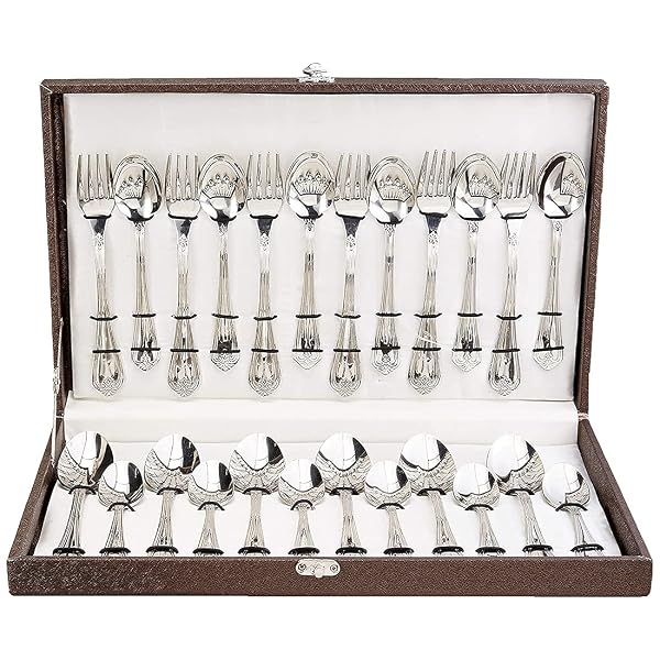 FNS Manchester 24 Pieces Stainless Steel Cutlery Set with Premium Leatherette Box, Food Gr Amazon sale