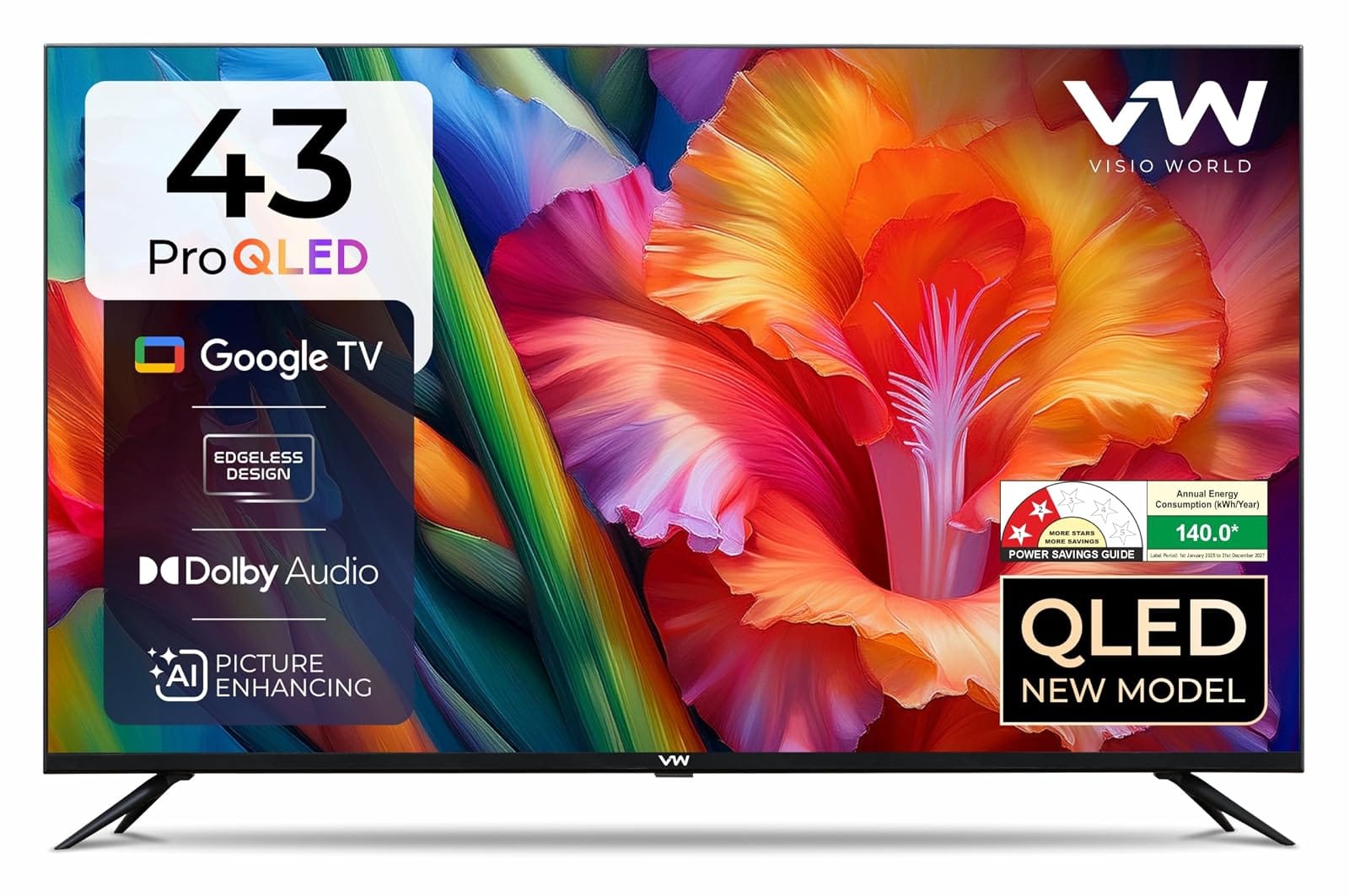 VW 109 cm (43 inches) Pro Series 4K Ultra HD Smart QLED Google TV VW43GQ1 Amazon sale