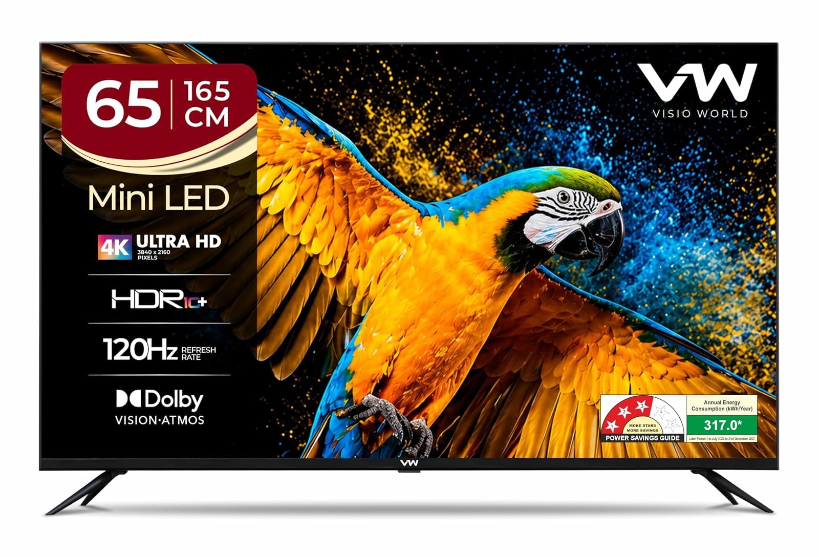 VW 165 cm (65 inches) 4K Ultra HD QLED Smart Mini LED Google TV VW65MINIQ1 Amazon sale